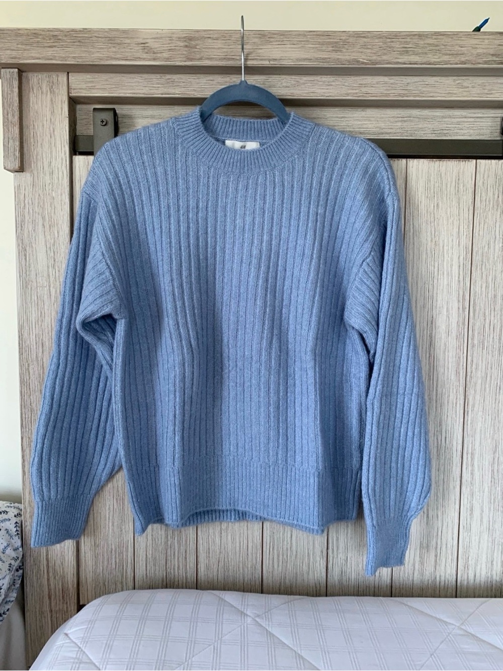 H&M Women's Ribbed Crewneck Sweater - Light Blue